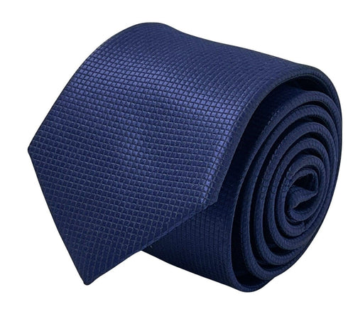 Navy dark blue tie with subtle squared design